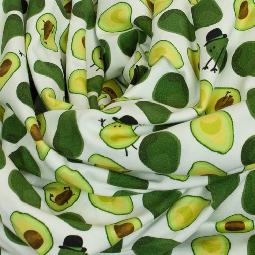 Witte tricot met avocado's en avocadomannetjes